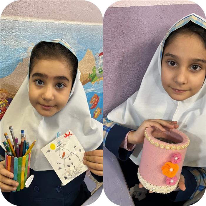 علوم فصل هشتم (بسازیم و لذت ببریم) کاردستی‌های زیبای دختران کلاس دوم با وسایل دور ریختنی